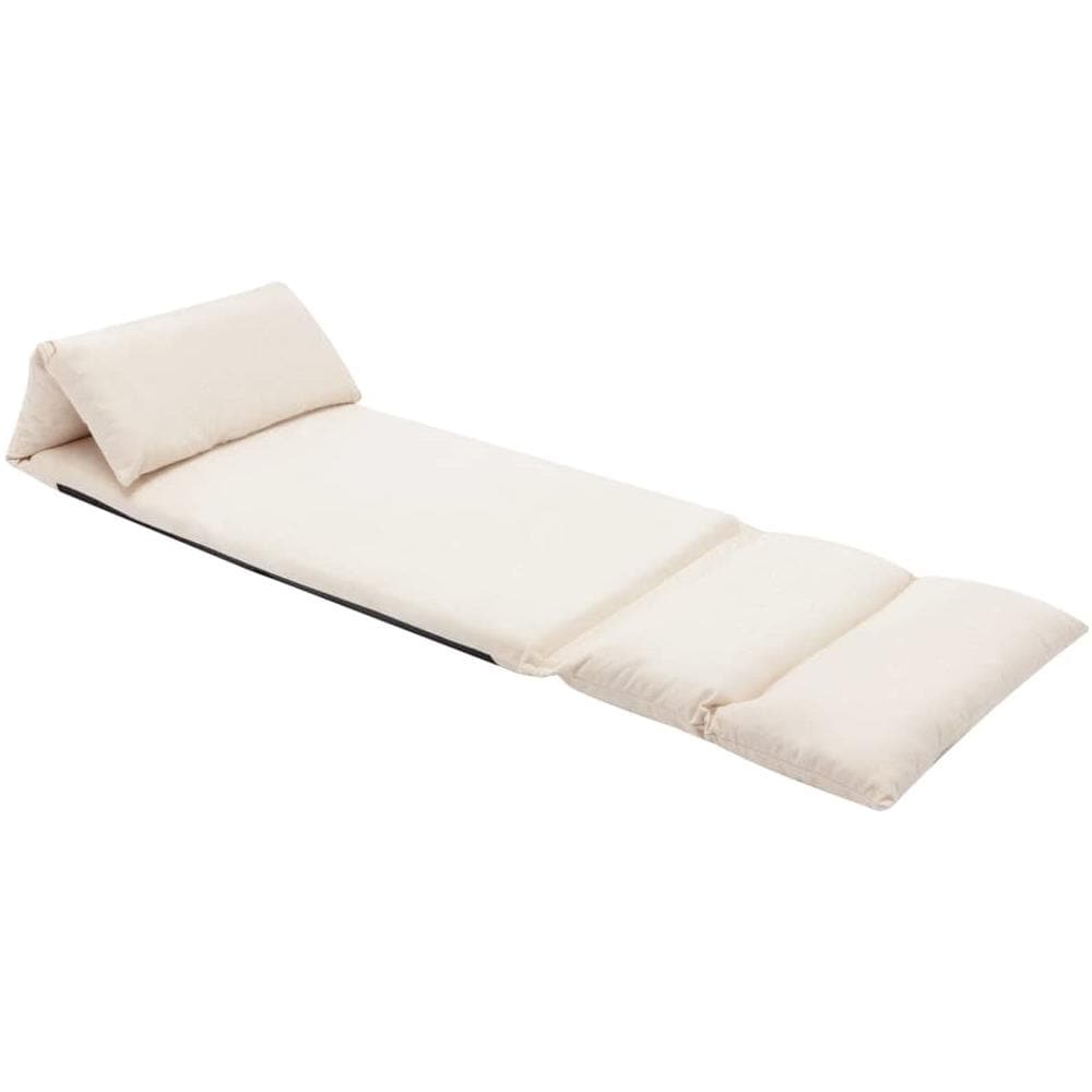 Sedia a Sdraio da Terra Pieghevole Crema in Microfibra - Foto 1