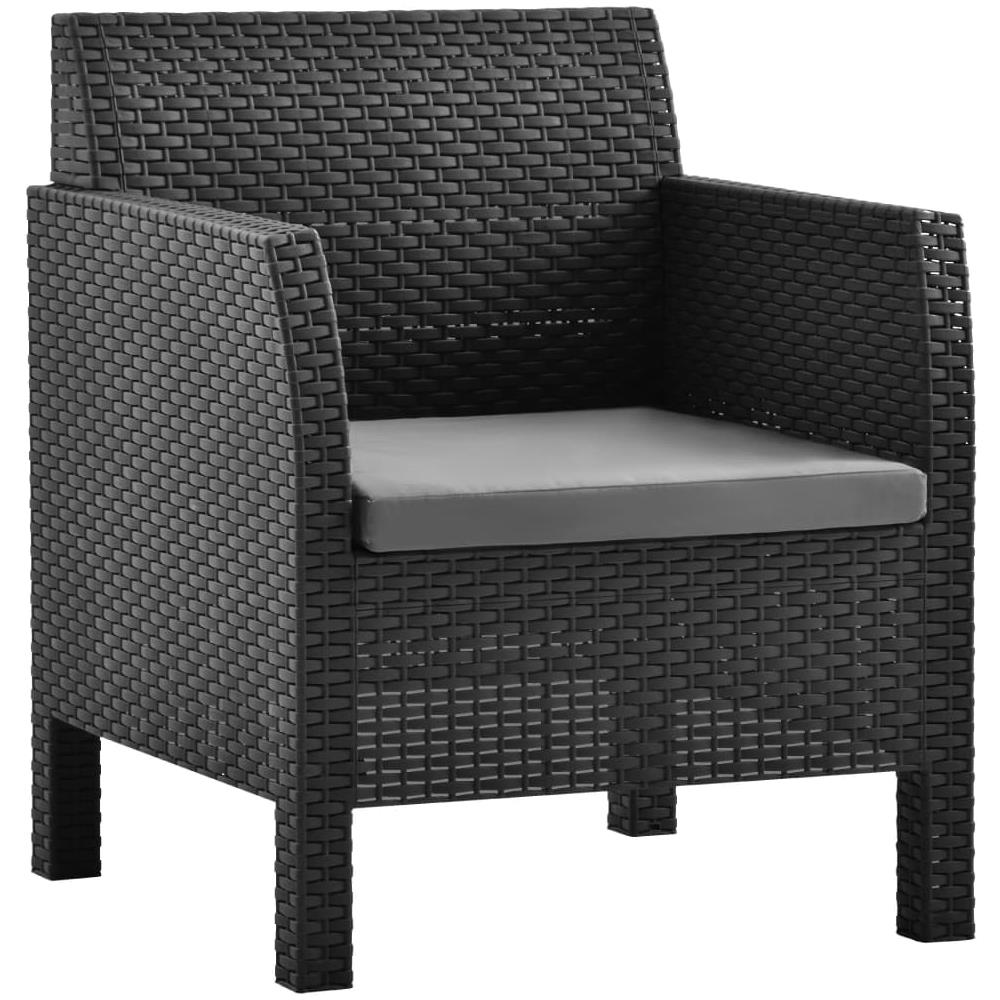 Sedie da Giardino con Cuscini 2pz in PP Antracite - Foto 3