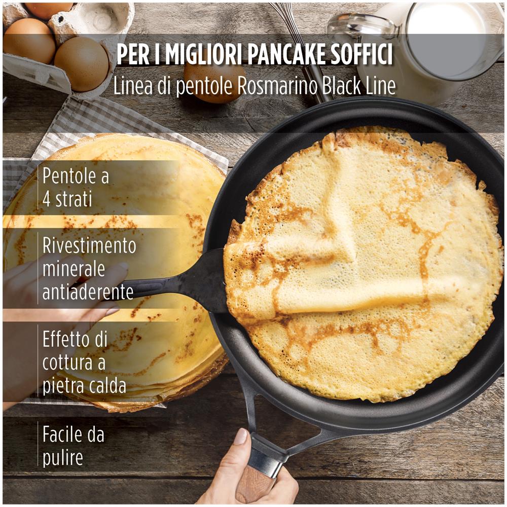 Padella per Crepes Black Line in Alluminio Fuso di Alta Qualità 28 cm | Antiaderente | Moderna Tecnologia di Cottura Effetto Pietra Calda | Adatte a Tutti i Piani di Cottura | Ideale anche per omelette, piadine, tortillas messicane, uova strapazzate - Foto 2