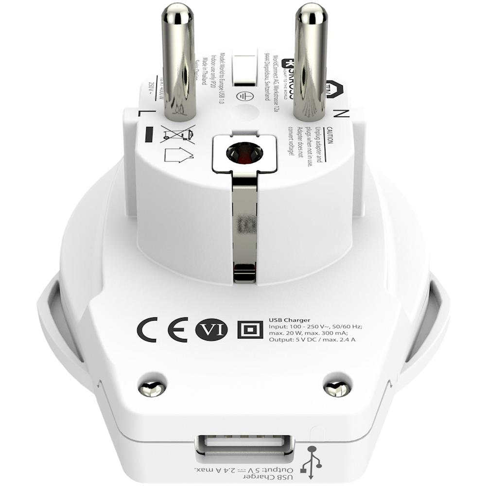 Adattatore Universale Da Viaggio 16a Con Porta Usb, Bianco - Foto 1