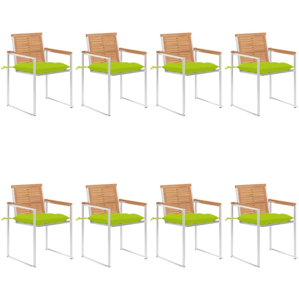 Sedie Da Giardino Con Cuscini 8 Pz In Legno Massello Di Teak - Foto 1