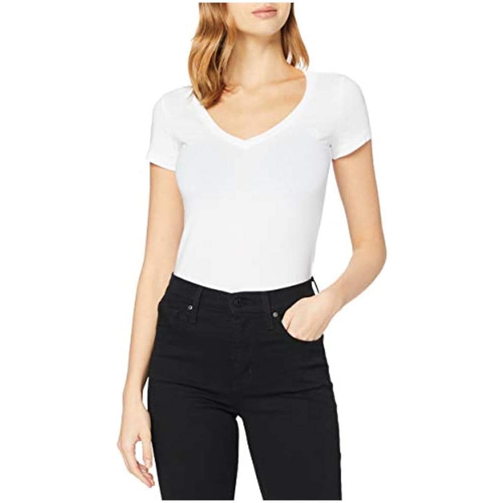 Base V T Wmn Cap Sl T-shirt, Grigio (white 110), Xx-small Donna - Foto 1