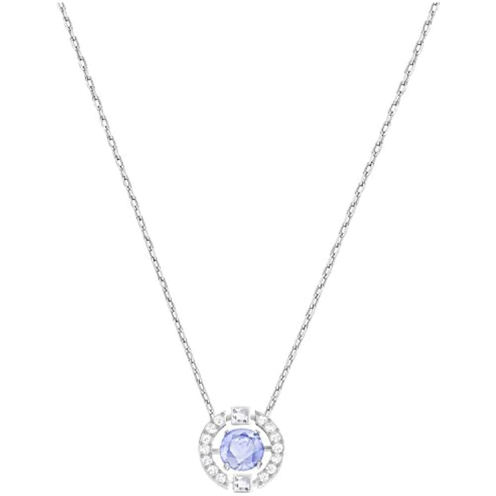 Collana Sparkling Dance Round - Azzurro - Placcatura Rodio - Foto 1