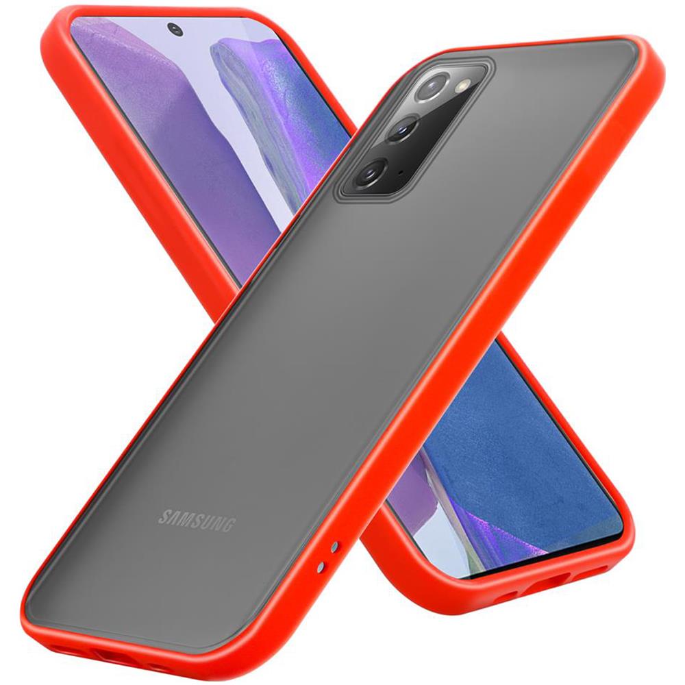 Custodia Compatibile Con Samsung Galaxy Note 20 In Rosso Opaco - Bottoni Neri - Coperchio Protettivo Ibrido Con Interno In Silicone Tpu E Retro In Plastica Opaca - Foto 1