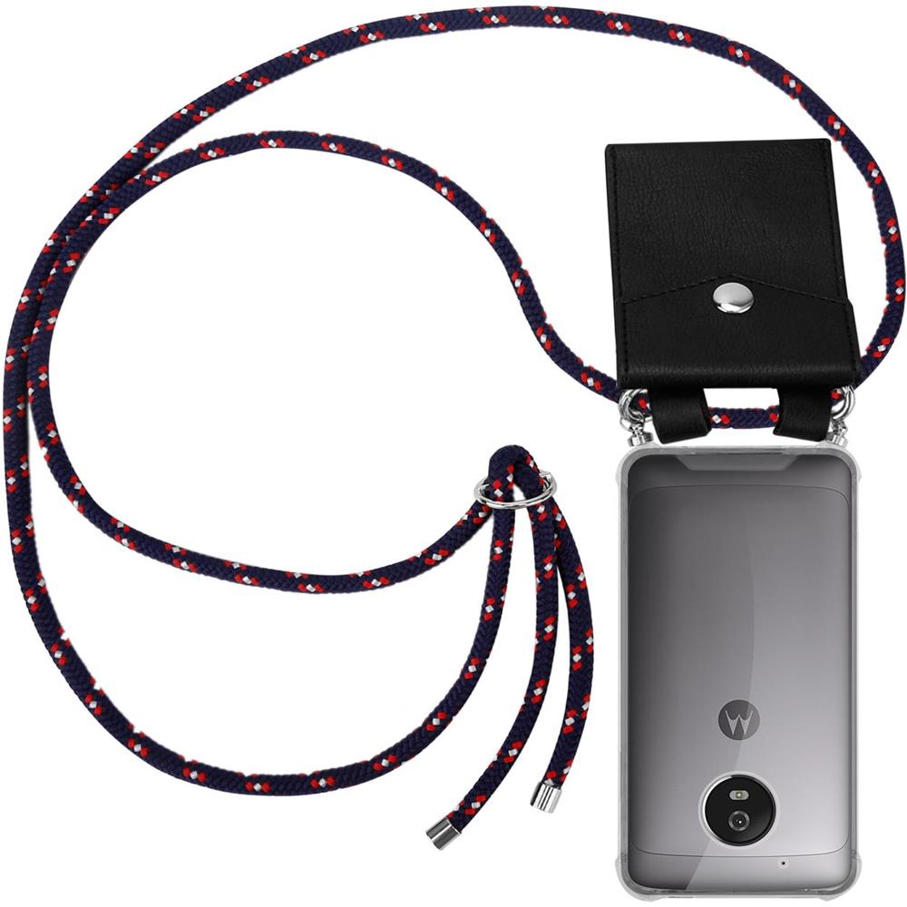 Catena Di Telefoni Cellulari Compatibile Con Motorola Moto G5 In Blu Rosso Bianco À Pois - Coperchio Protettivo In Silicone Con Anelli D'argento, Cinturino In Corda E Custodia Staccabile - Foto 1