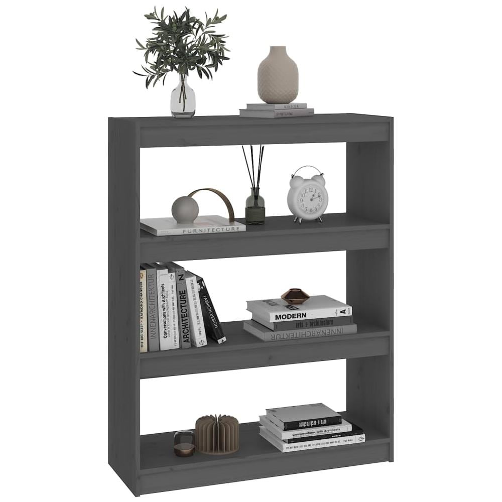 Libreria / divisorio Grigio 80x30x103,5 Cm In Massello Di Pino - Foto 3