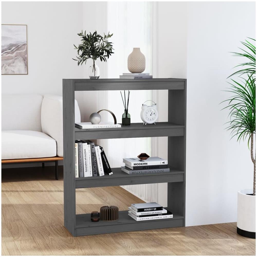 Libreria / divisorio Grigio 80x30x103,5 Cm In Massello Di Pino - Foto 1