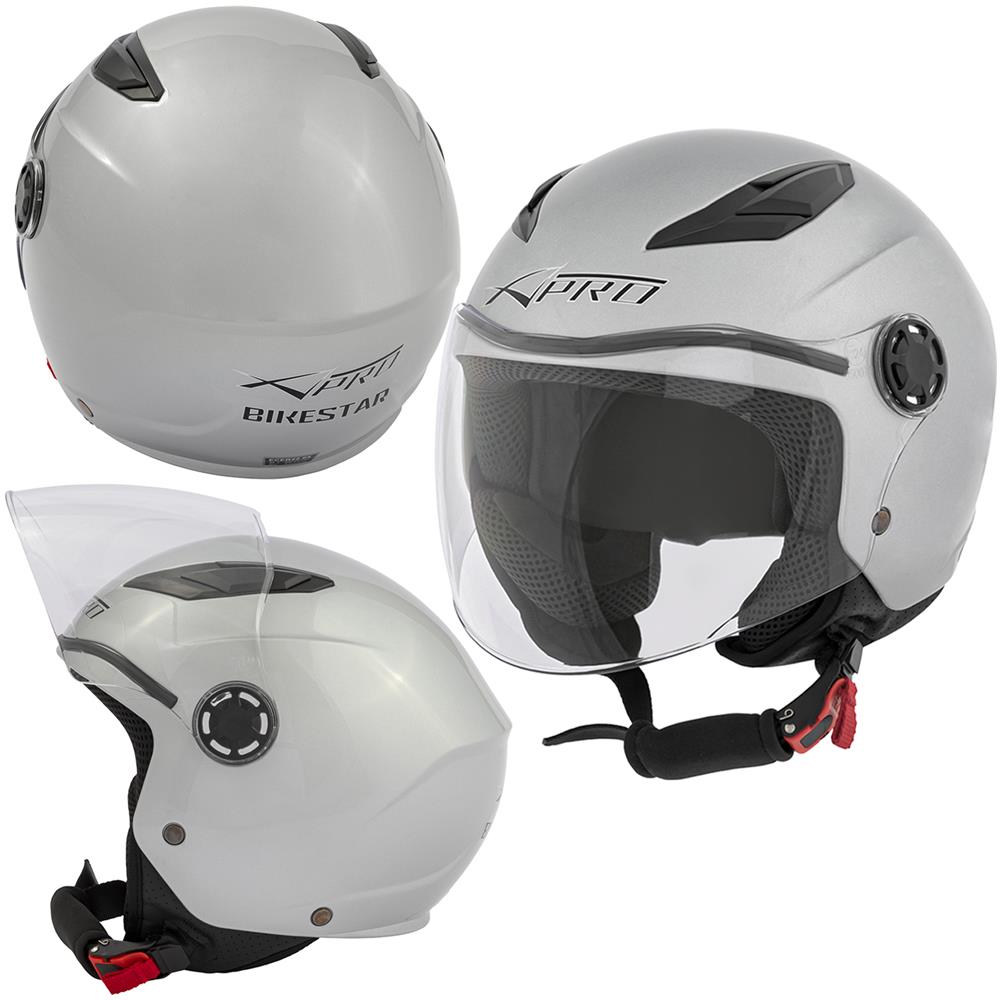 Casco Scooter Moto Ragazzo Protettivo Bambino Certificato Ece2205 Argento S - Foto 1