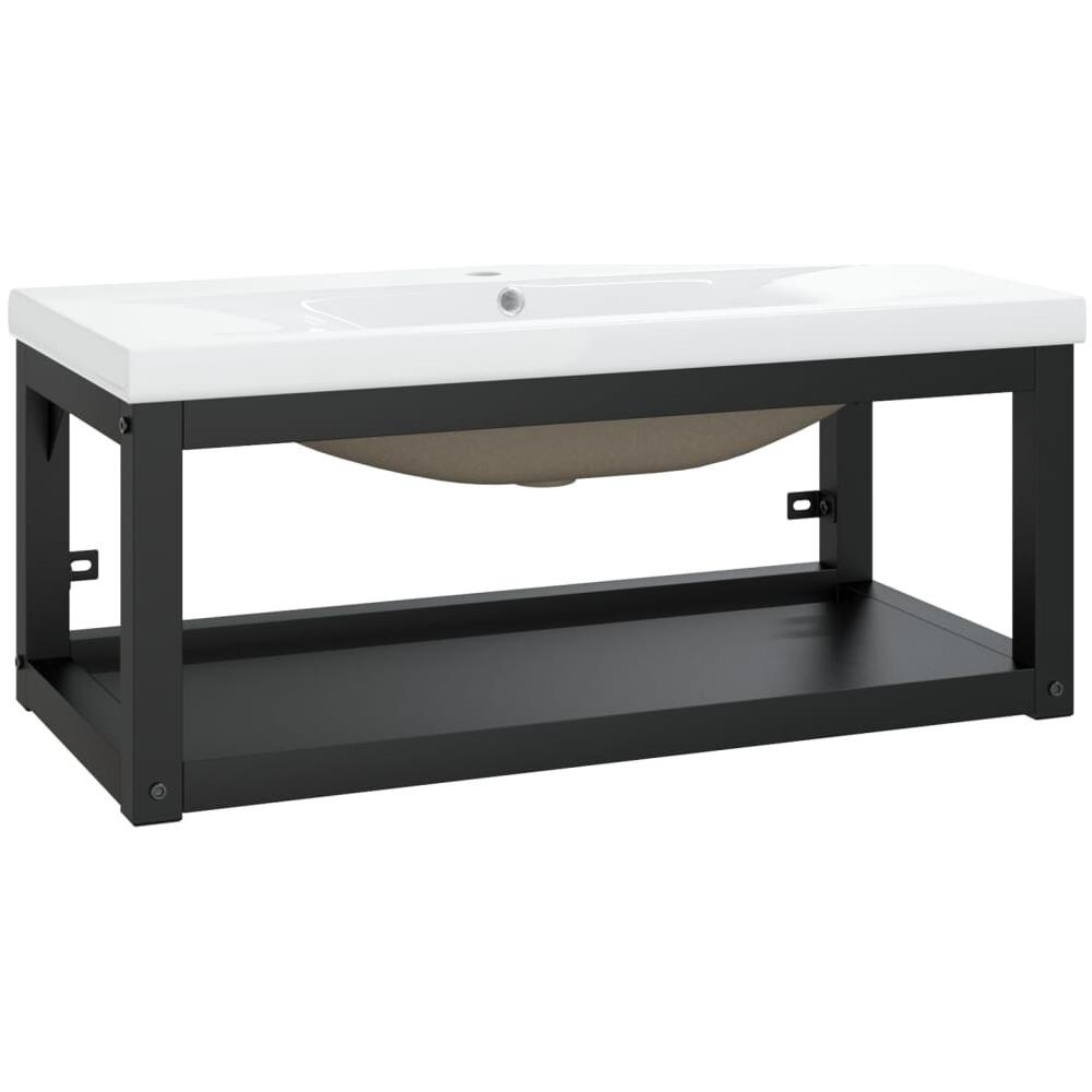 Telaio Per Lavabo Da Bagno Con Lavabo Integrato Nero In Ferro - Foto 2