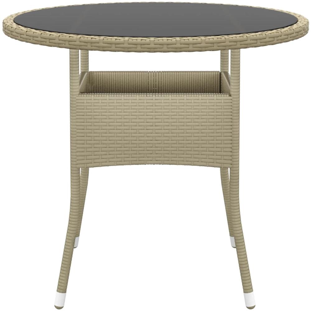 Tavolo Da Giardino Ø80x75cm Vetro Temperato E Polyrattan Beige - Foto 2