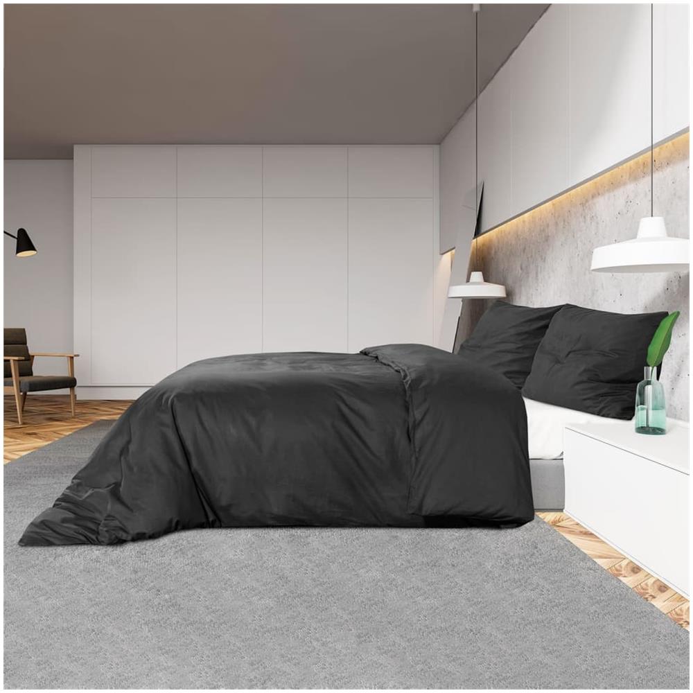 Set Copripiumino Nero 200x200 Cm In Microfibra Leggera - Foto 7