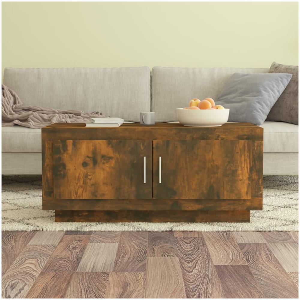 Tavolino Da Salotto Rovere Fumo 102x50x45 Cm Legno Multistrato - Foto 1