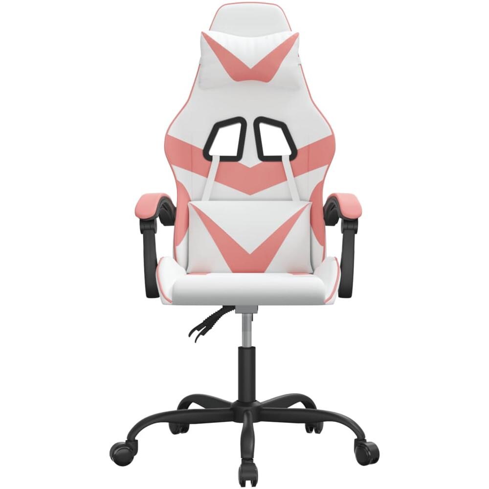 Sedia Da Gaming Girevole Bianco E Rosa In Similpelle - Foto 3