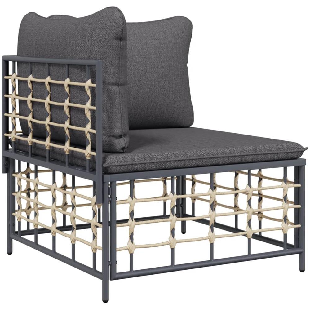 Set Divani Da Giardino 7 Pz Con Cuscini Antracite In Polyrattan - Foto 3