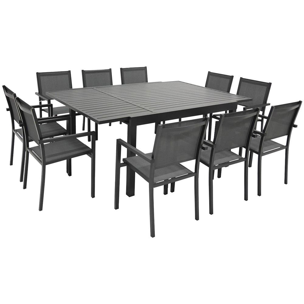 Veneziaset Di Mobili Da Giardino Allungabili In Textilene Grigio 140/200 Posti A Sedere 10 - Alluminio Antracite - Foto 1