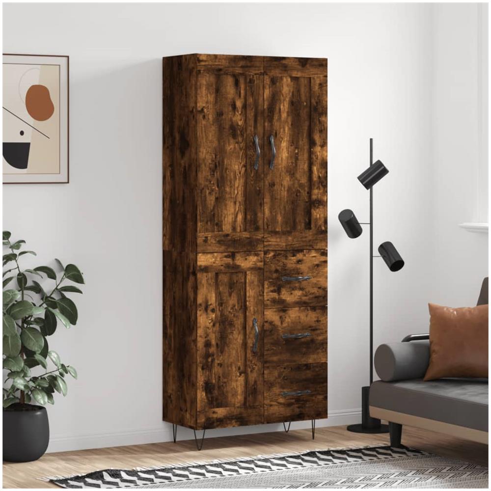 Credenza Rovere Fumo 69,5x34x180 Cm In Legno Multistrato - Foto 1