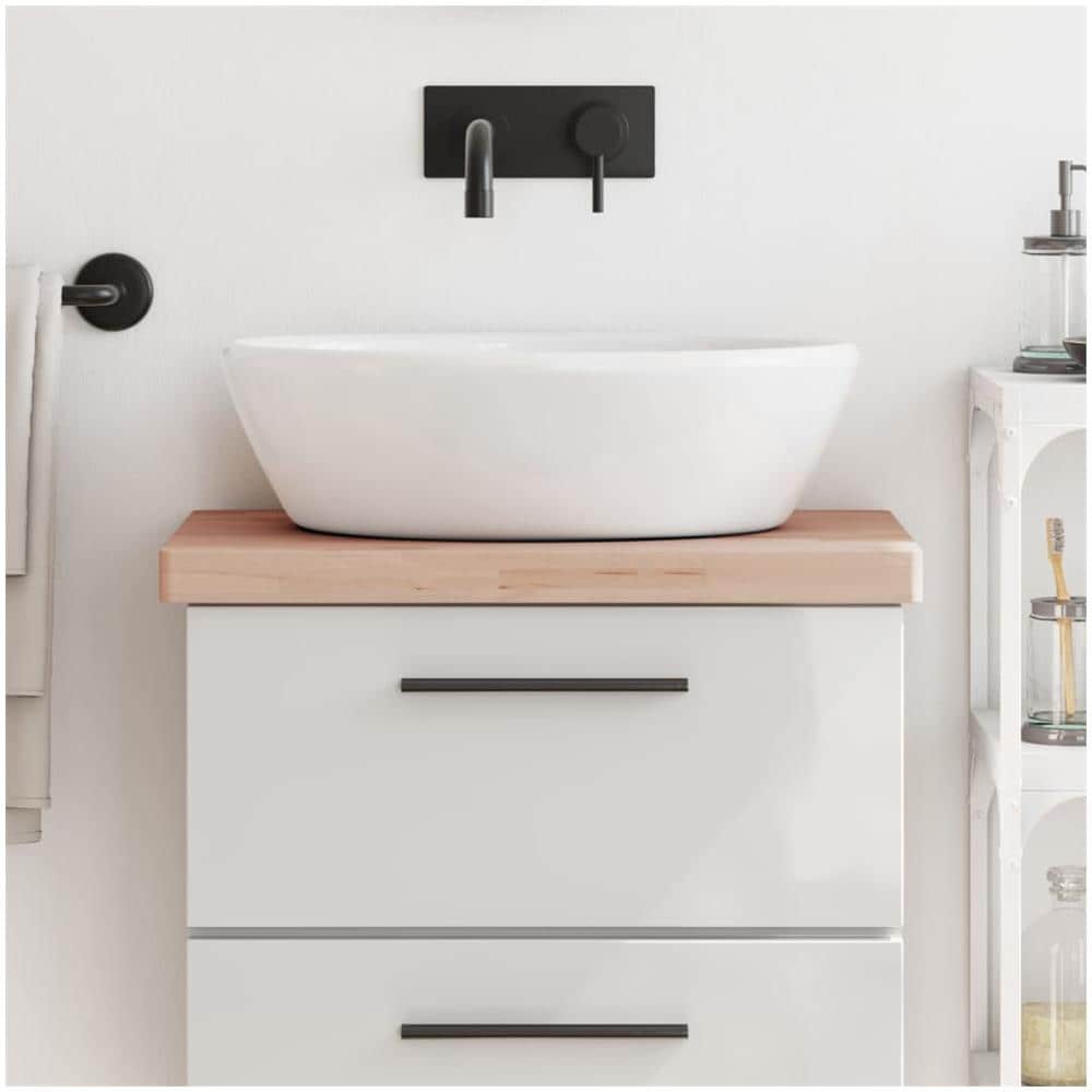 Piano Bagno 60x40x4 Cm In Legno Massello Di Faggio - Foto 1