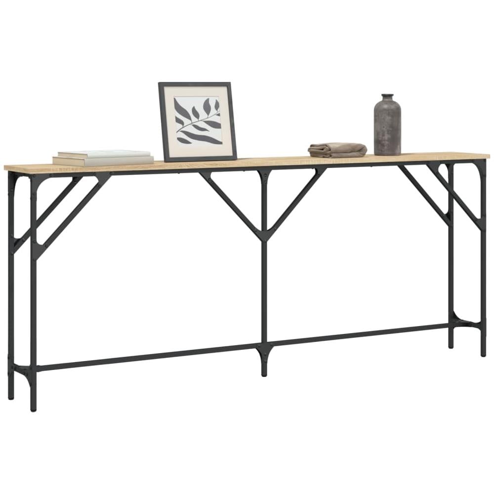 Tavolo Consolle Rovere Sonoma 180x23x75 Cm In Legno Multistrato - Foto 3