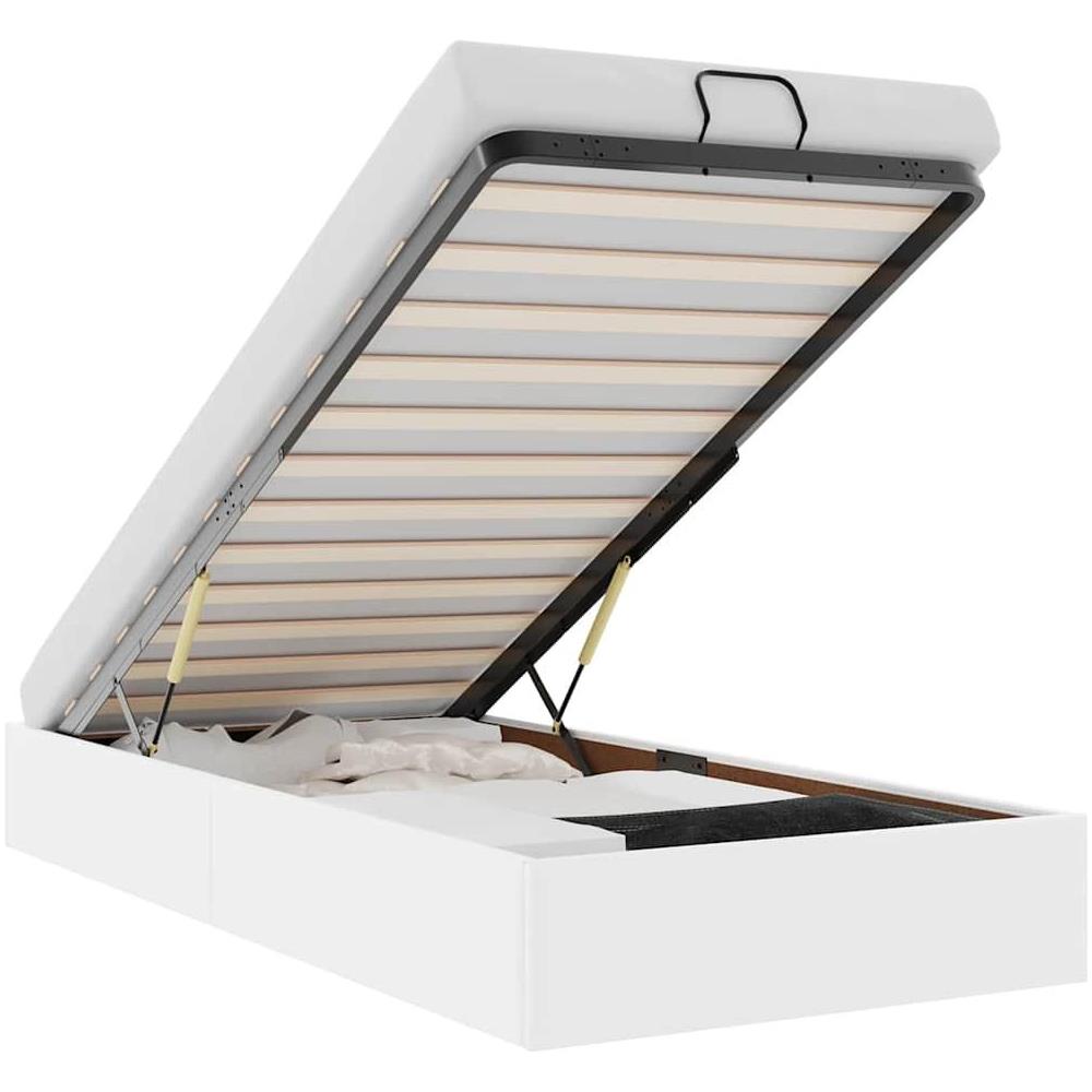 Struttura Letto Pouf senza Materasso Bianco 90x200cm Similpelle - Foto 1