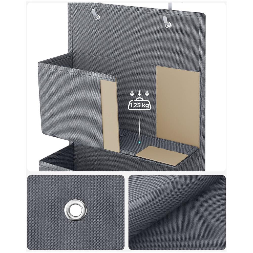 ORGANIZER RDH04G Tessuto non tessuto grigio da appendere 4 scomparti - Foto 7