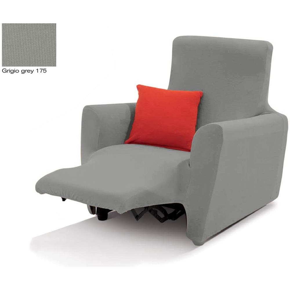 Copripoltrona Reclinabile Easy Long Sofa Cover In Tinta Unita Poltrona Grigio 175 - Foto 1