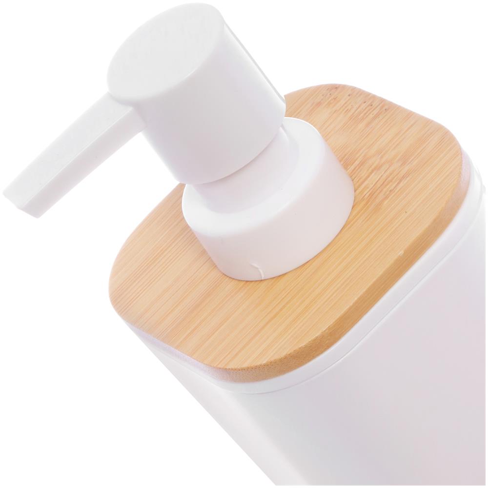 Dispenser Sapone Bianco In Bambù, Da 7,6x7,3x17,5 Cm Bianco - Foto 2
