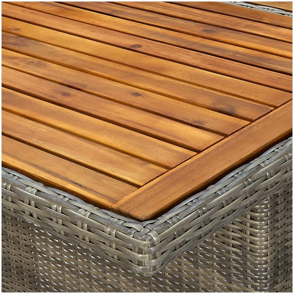 Tavolo Da Giardino Marrone In Polyrattan E Massello Acacia - Foto 2