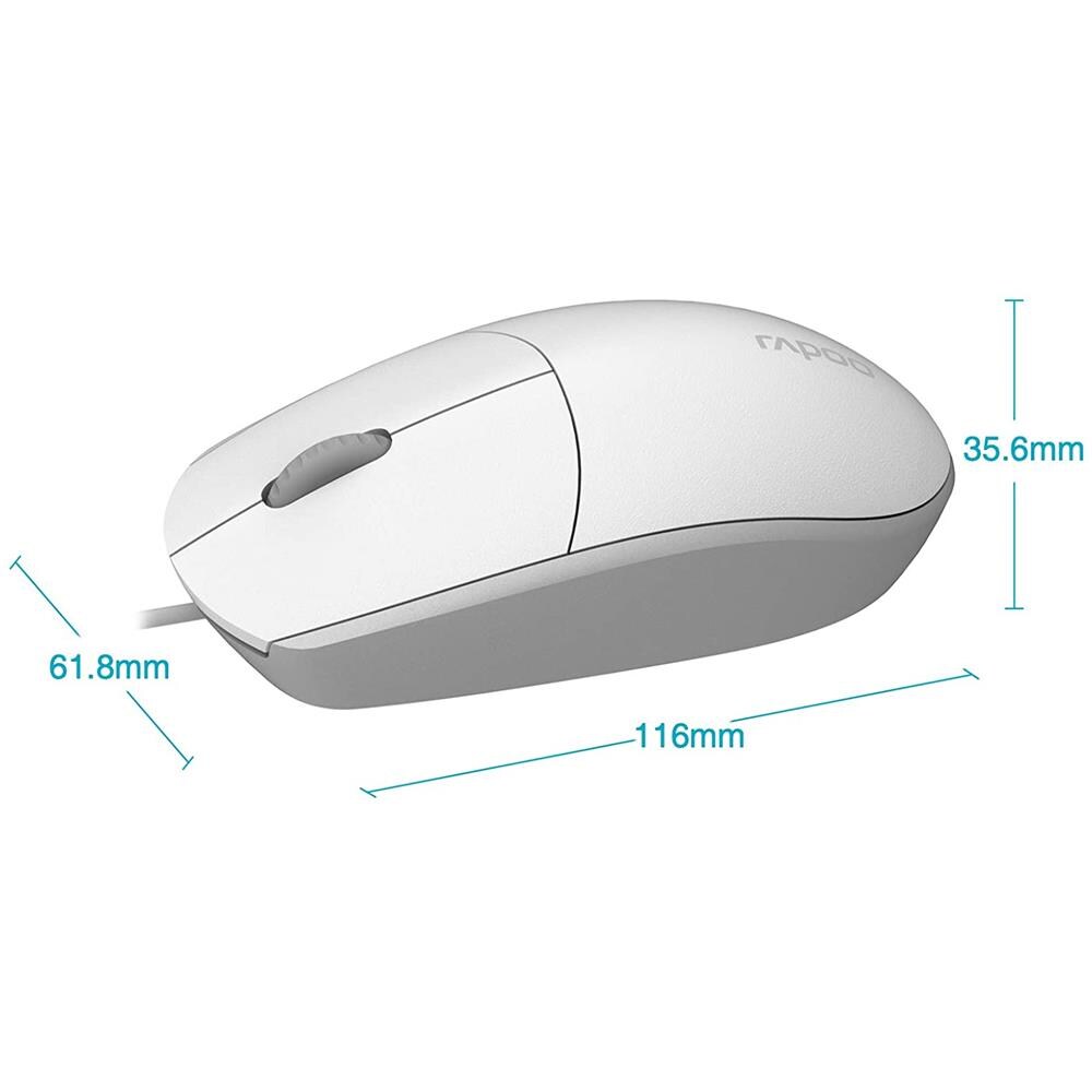 Mouse N100 Ottico 2 Tasti 1600 DPI Colore Bianco - Foto 1