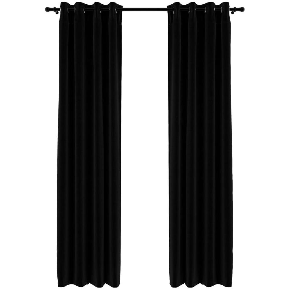 Tende Oscuranti Effetto Lino Con Occhielli 2pz 140x245cm Nere - Foto 2