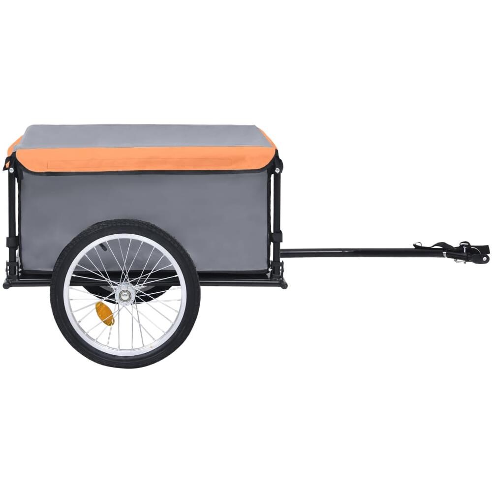 Rimorchio da Bici Trasporto di Merci Grigio e Arancione 65 kg - Foto 2