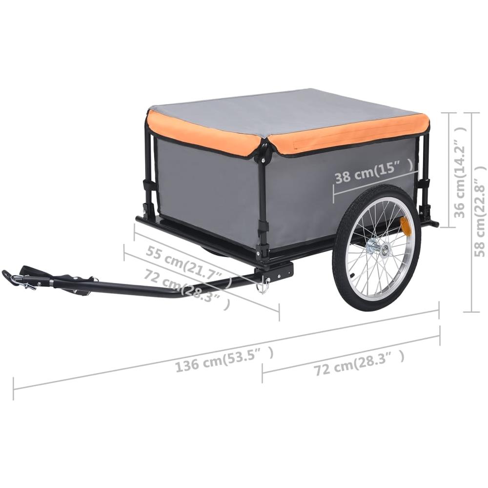 Rimorchio da Bici Trasporto di Merci Grigio e Arancione 65 kg - Foto 6