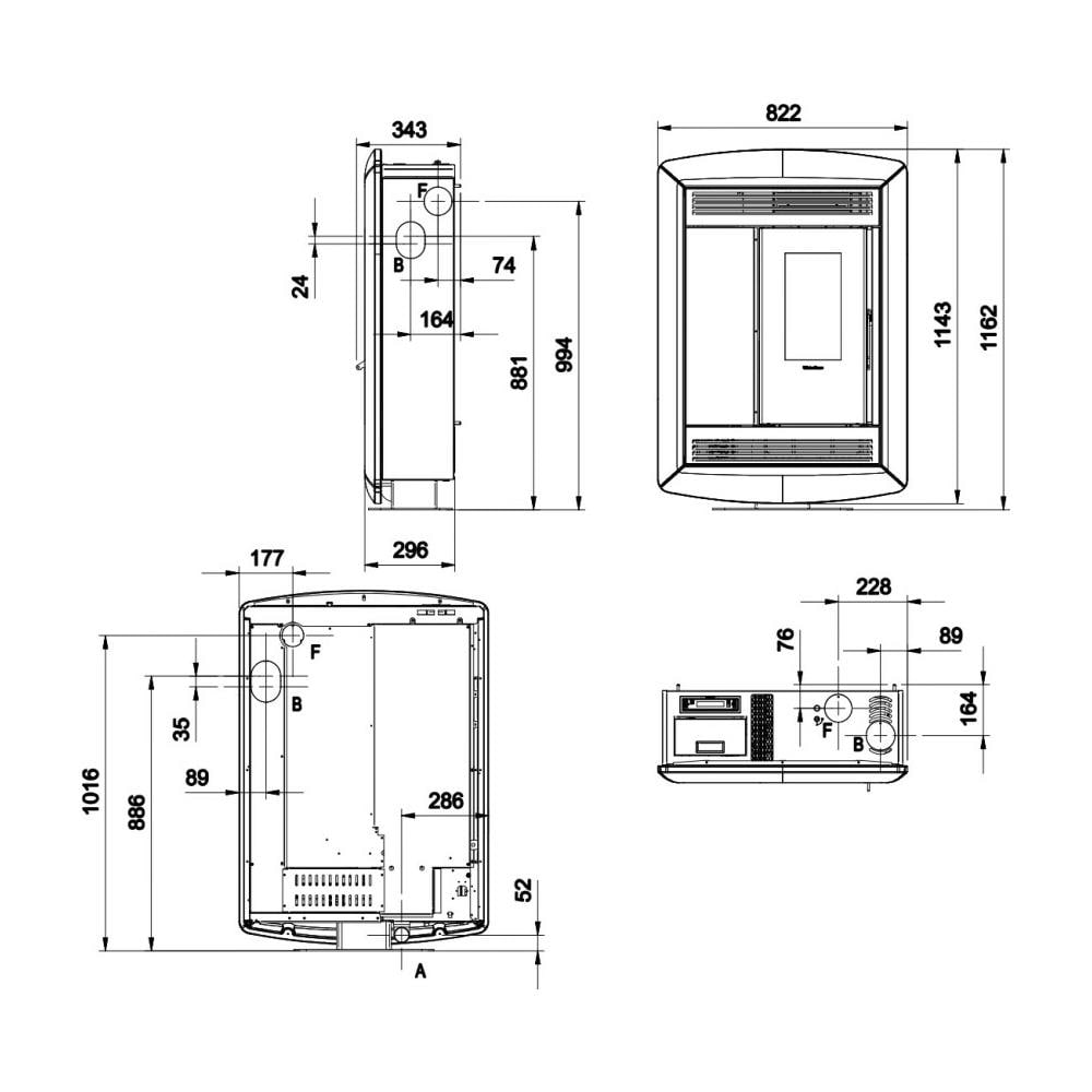 Stufa a pellet canalizzata slim Potenza 10,2 kw Colore bordeaux - Foto 3