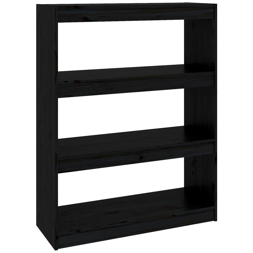 Libreria / divisorio Nero 80x30x103,5cm In Legno Massello Di Pino - Foto 2
