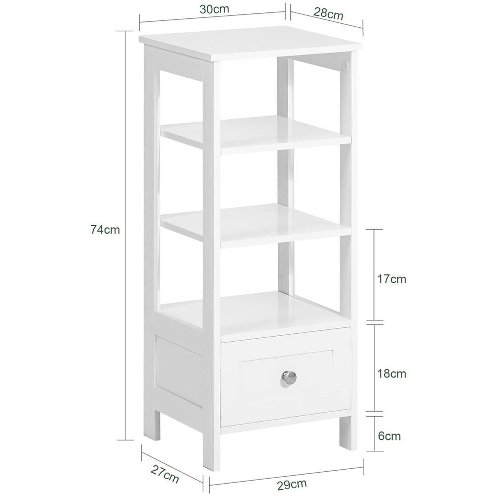 Tavolino Comodino Alto Con Cassetto E Ripiani Tavolino Divano L30xp28xa74cm Fbt91-w - Foto 2