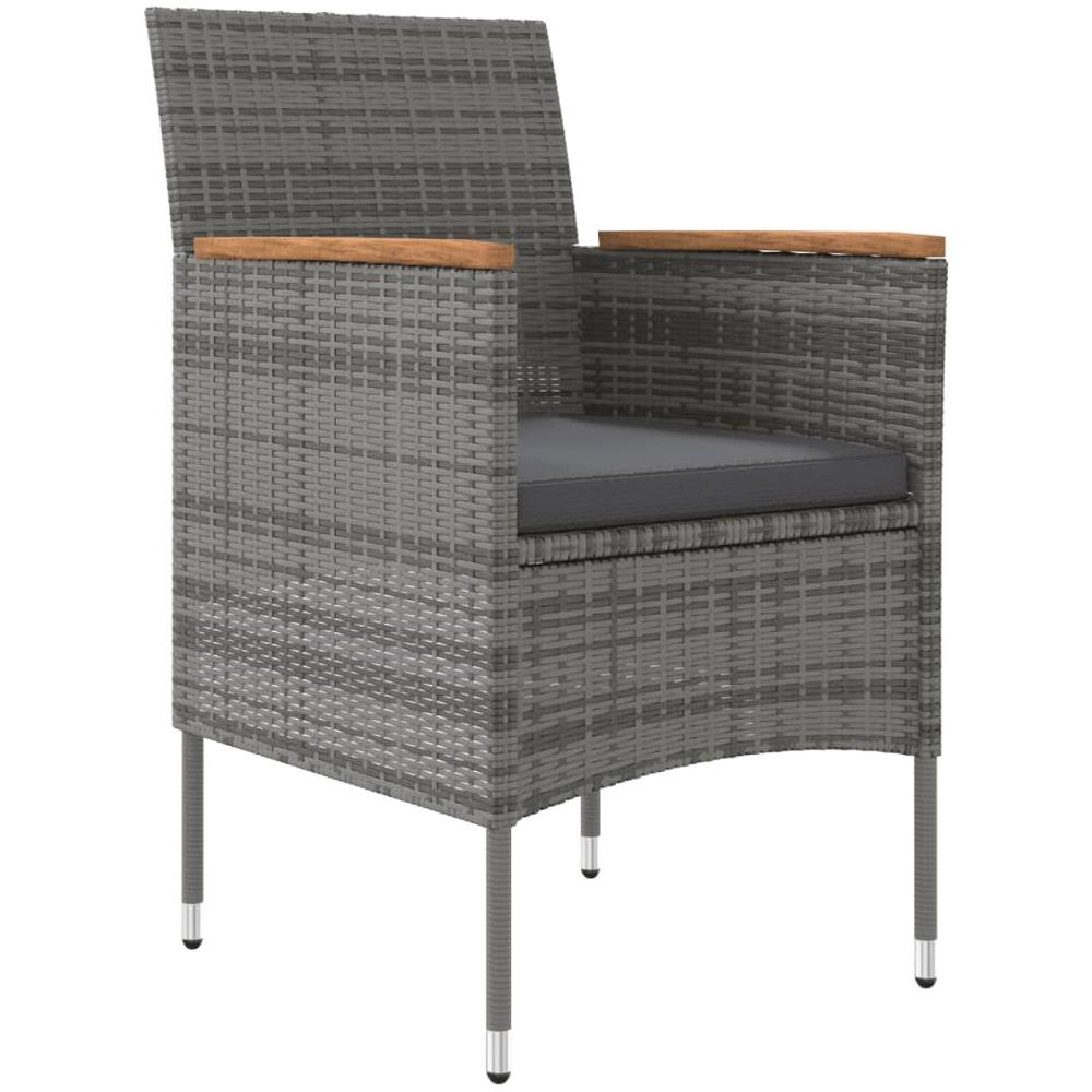 Set Da Pranzo Per Giardino 3 Pz Con Cuscini Grigio E Nero - Foto 3