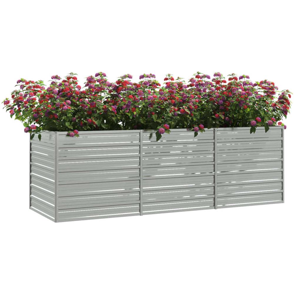 Letto Rialzato Giardino 240x80x77 cm in Acciaio Zincato Argento - Foto 2