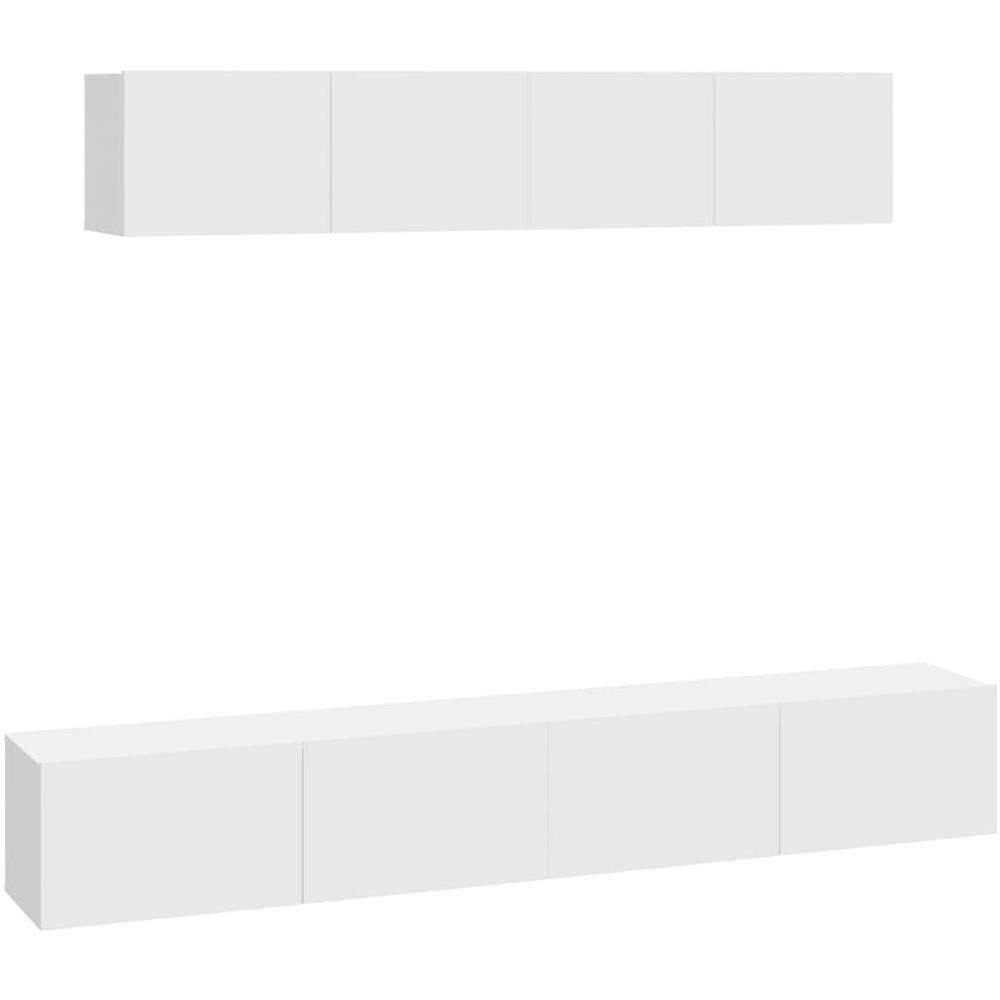 Set Di Mobili Porta Tv 4 Pz Bianco In Legno Multistrato - Foto 2