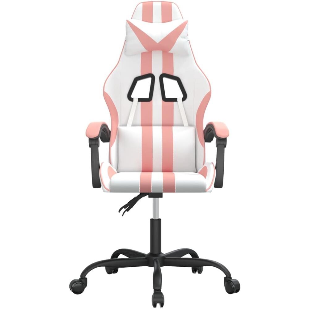 Sedia Da Gaming Girevole Bianco E Rosa In Similpelle - Foto 3