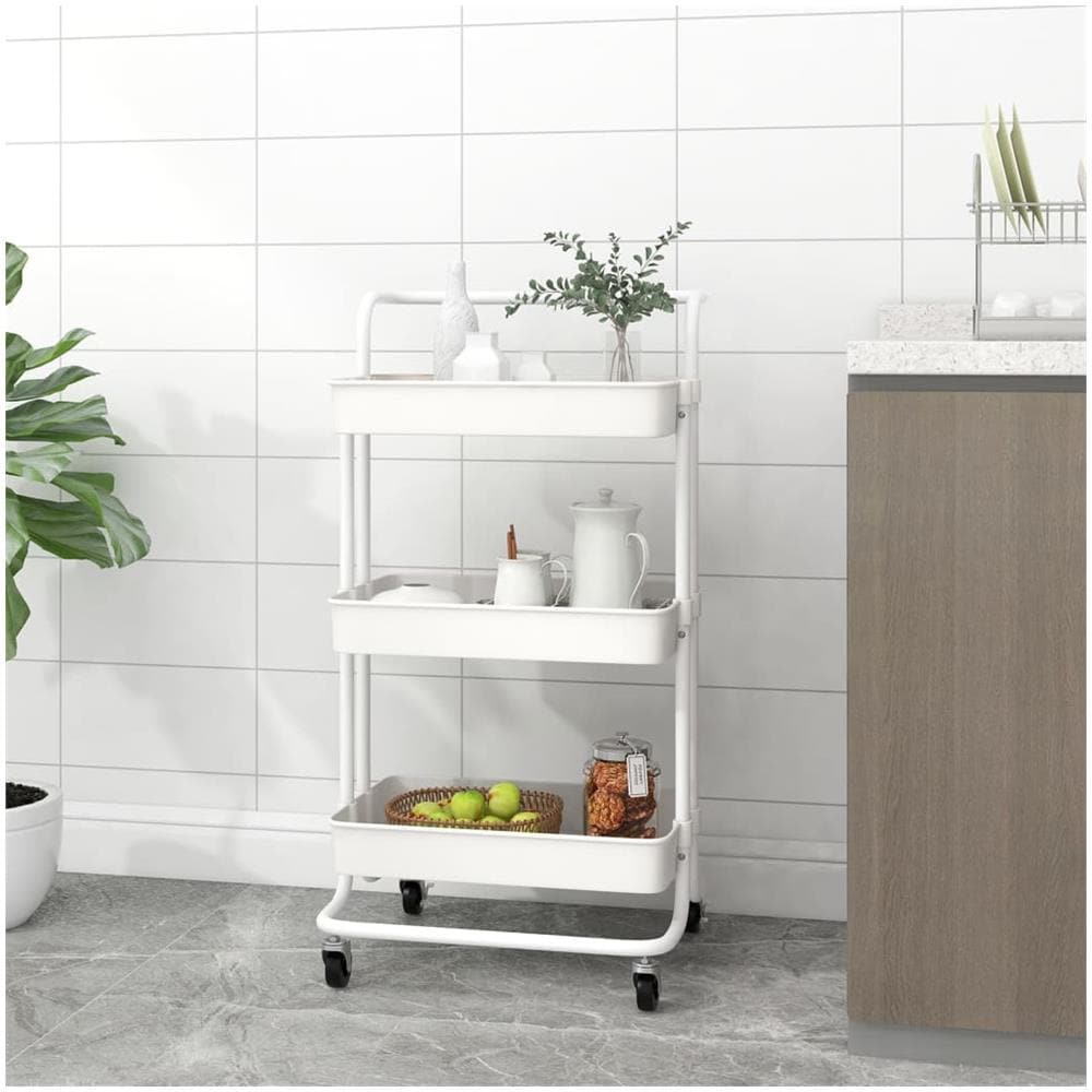 Carrello Da Cucina 3 Ripiani Bianco 42x25x83,5 Cm Ferro E Abs - Foto 1
