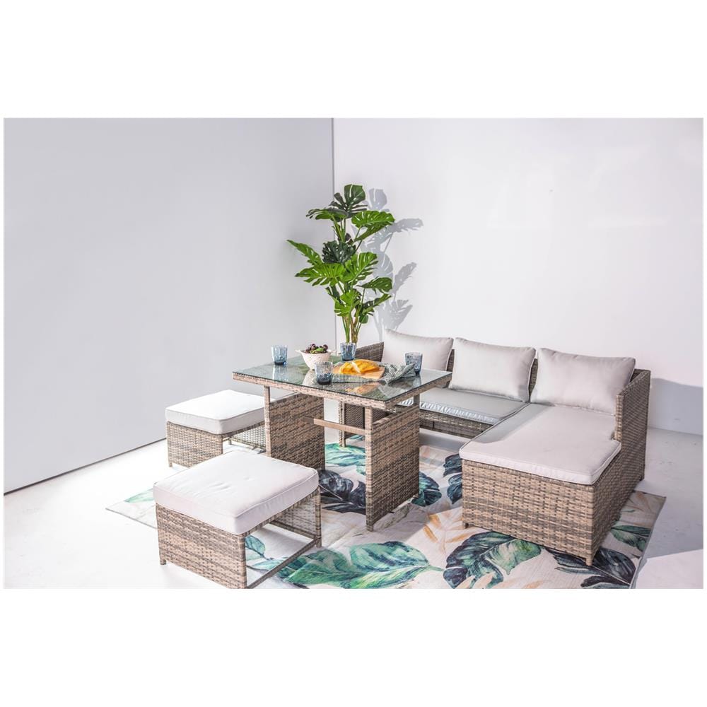 Mobile Da Giardino 5 Posti In Resina Intrecciata Grigia - Foto 7