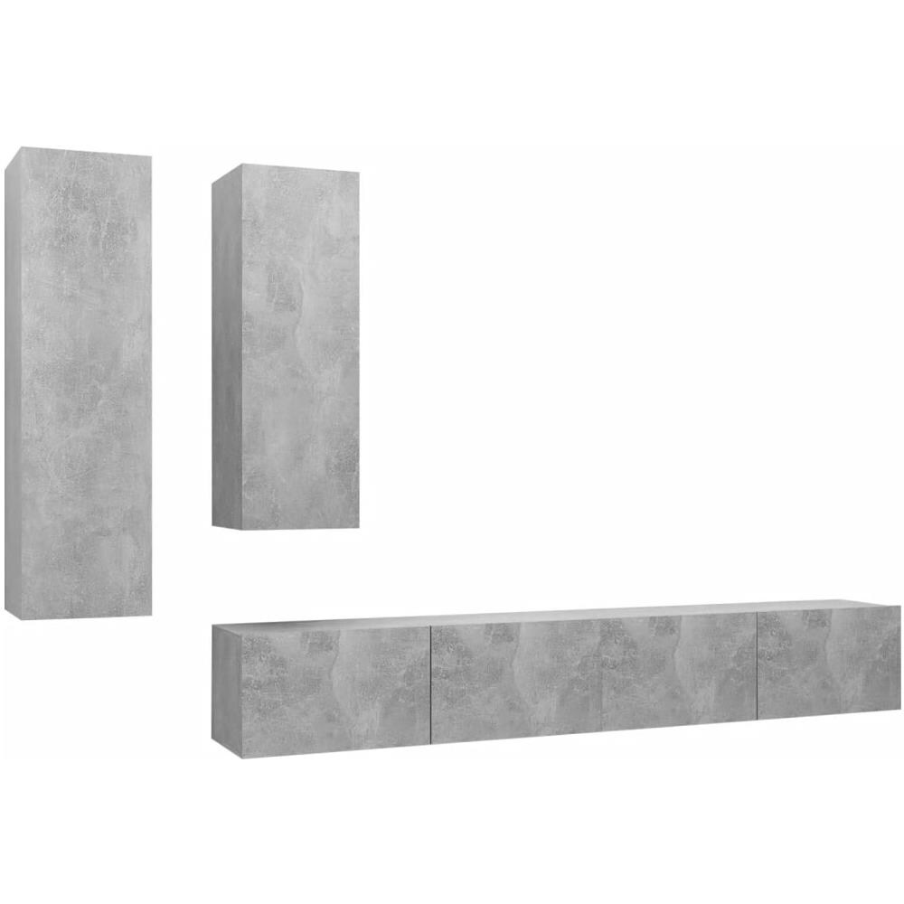 Set di Mobili Porta TV 4 pz Grigio Cemento in Legno Multistrato - Foto 1