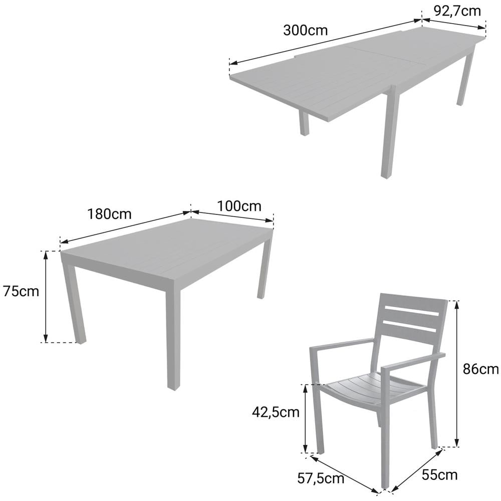 Veneziaset Di Mobili Da Giardino Allungabili In Alluminio 180/300 - Antracite - Foto 2