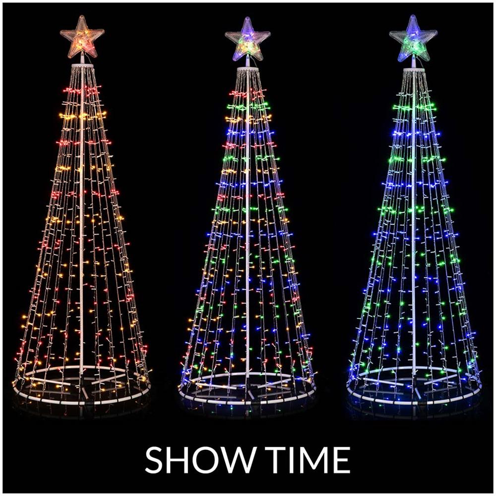 Albero Natale Luminoso Led Rgb Multicolore 220cm 592 Con 8 Giochi Luce Esterno - Foto 2
