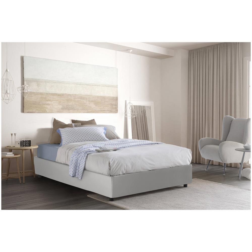 Letto Piazza E Mezza Arianna, Letto Contenitore Con Rivestimento In Tessuto, 100% Made In Italy, Apertura Frontale, Adatto Per Materasso Cm 120x200, Bianco - Foto 1