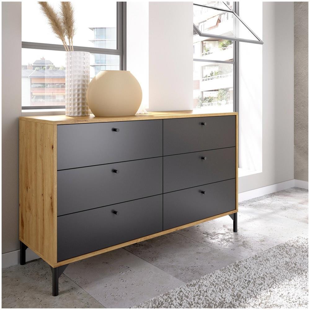 Cassettiera Con 6 Cassetti In Legno, Mobile Organizer Per Camera Da Letto, Soggiorno O Ufficio, Stile Naturale E Moderno
