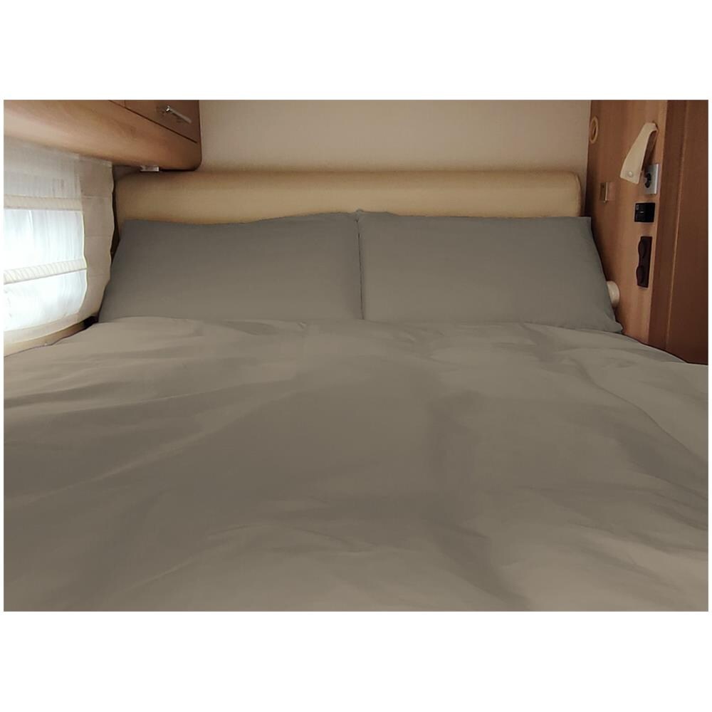 Lenzuolo Sopra Cordonetto Camper Roulotte 100% Cotone Personalizzabile Tinta Unita Matrimoniale Tortora - Foto 1