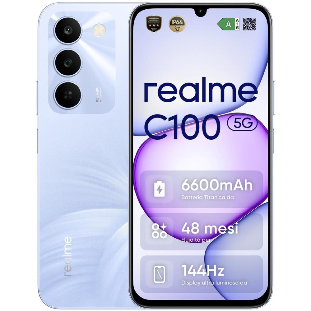 C100 5G 128GB 4GB Ram Display 6.8" LCD HD+ Main Camera 50MP Selfie 5MP Dual nanoSim Android 16 Dimensity 6300D 6600mAh Blooming Purple - Foto 1