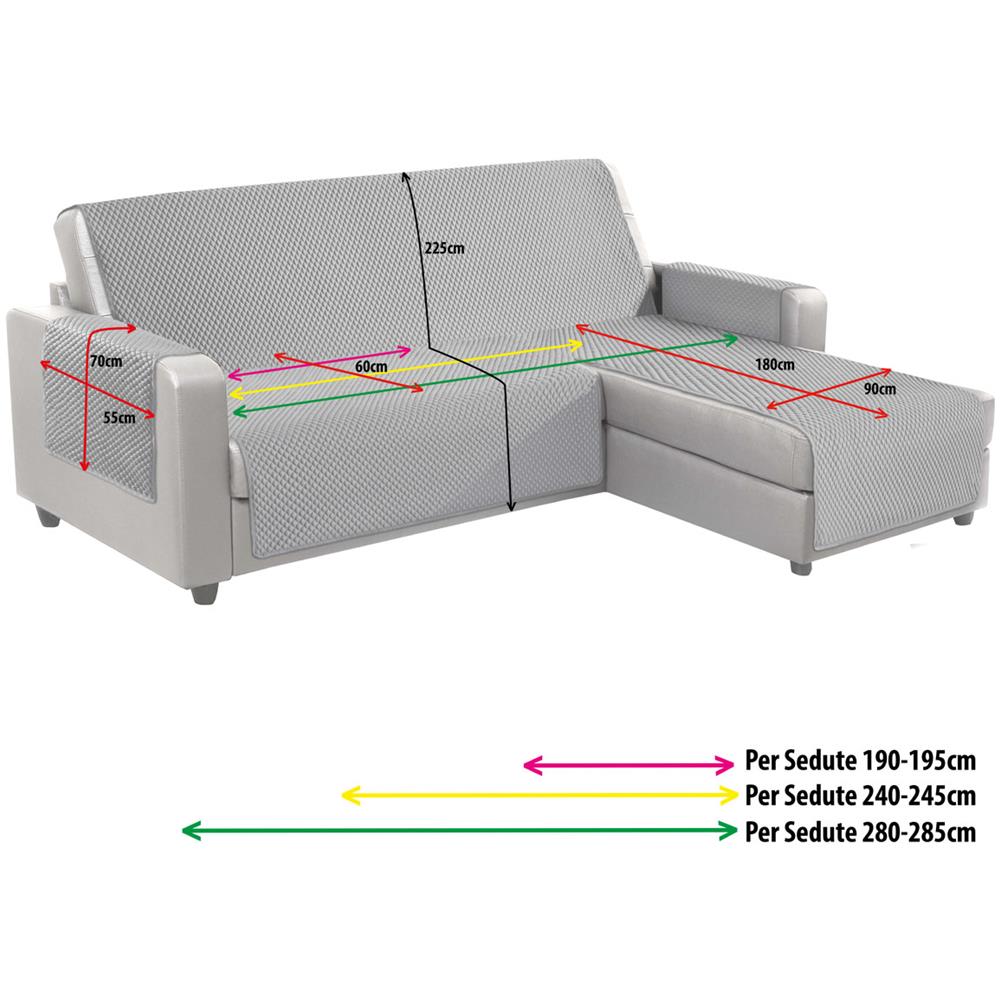 Copridivano Per Divani Con Penisola Lato Sinistro Modello Sphere Bordeaux 280 Cm Bordeaux - Foto 3