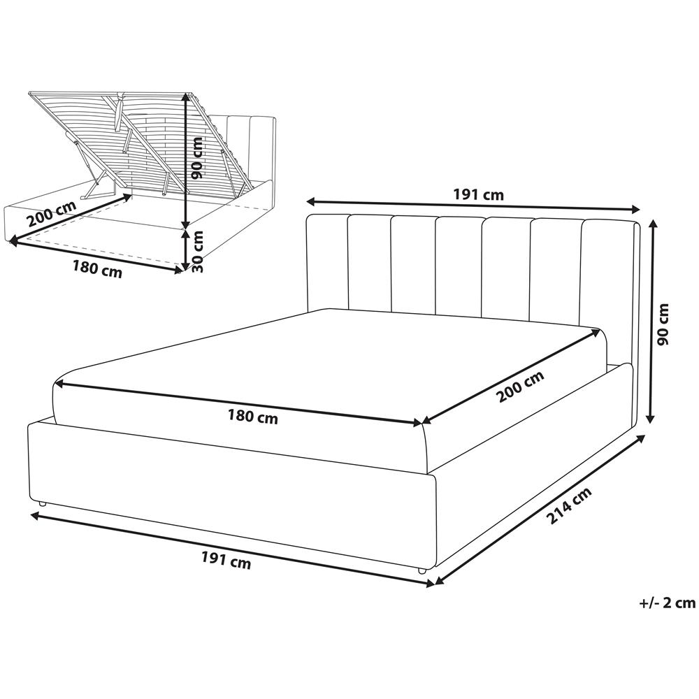 Letto Contenitore In Similpelle Grigio 180 X 200 Cm Dreux - Foto 2
