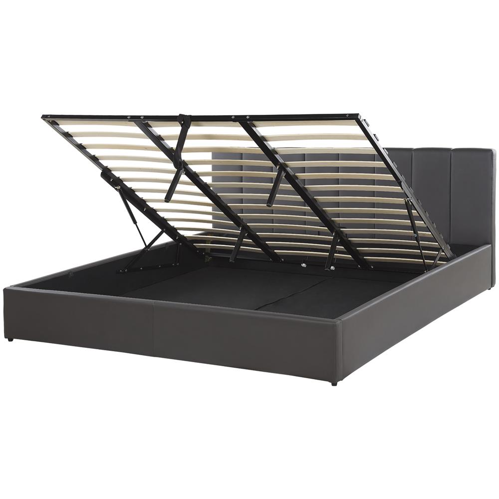 Letto Contenitore In Similpelle Grigio 180 X 200 Cm Dreux - Foto 1